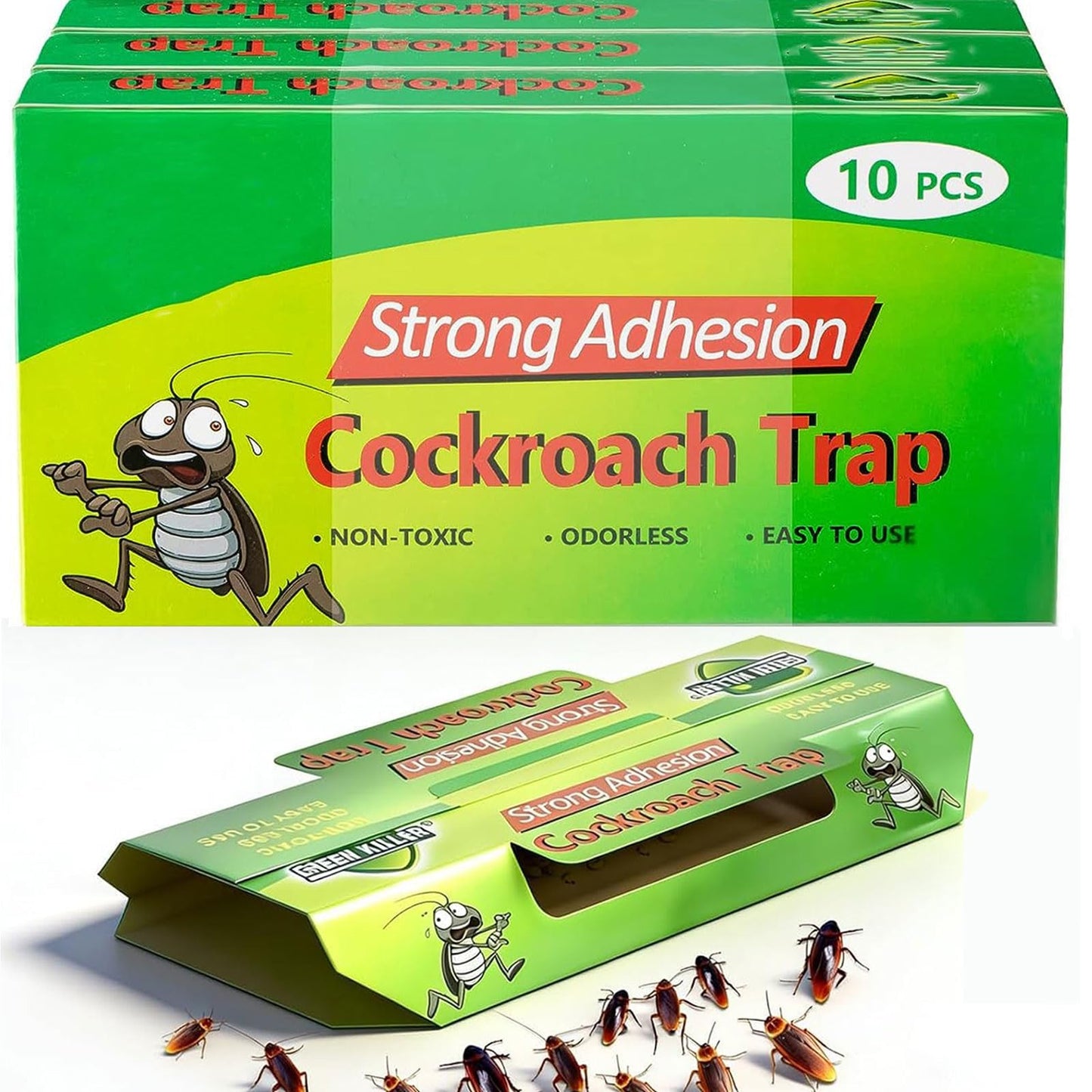 MYLEUS 50 Pack Cockroach Traps Indoor Sticky - Stay Away from Cockroaches, Easy to Use Bug Traps for Cockroach Control
