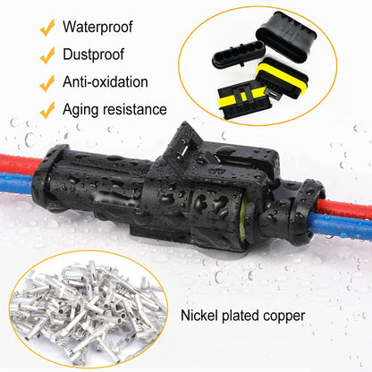 Twippo 20 Kits 2 Pin Connector Automotive Electrical Connectors 2 Wire Connectors Waterproof Connector Disconnect and Connect 22-16 AWG
