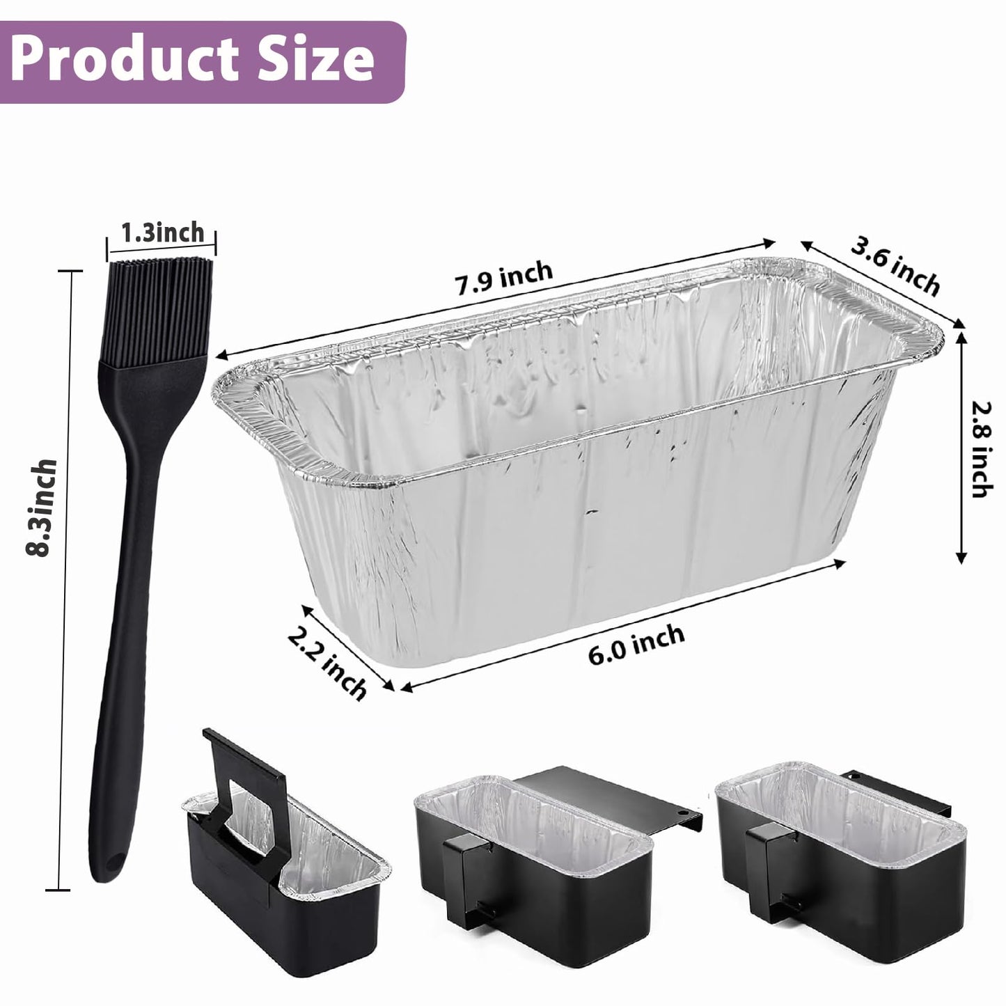 50 Pack Drip Pan Liners Kit for Blackstone Griddle 36" 30" 28" 22" 17", a Cleaning Brush, 2 Silicone Brushes, Aluminum Disposable Grease Catcher Trays for Blackstone Griddle Accessories