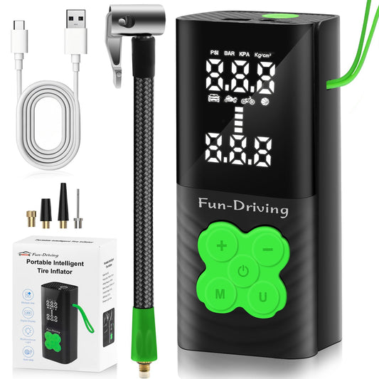 Fun-Driving Portable Air Compressor Tire Inflator Air Pump for Car Tires with Tire Digital Pressure Gauge 150PSI 14000mAh for Car, Bike, Motorcycle, Ball