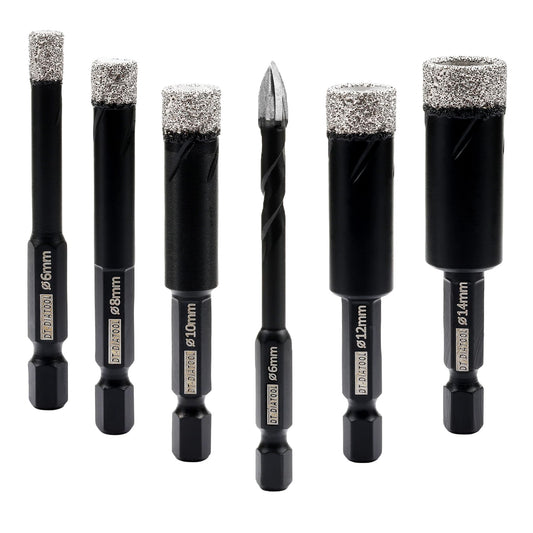DT-DIATOOL Diamond Drill Bits 6/8/10/12/14mm and 1pc 6mm Diamond Tip Carbide Drill for Tile Porcelain Ceramic Marble Granite