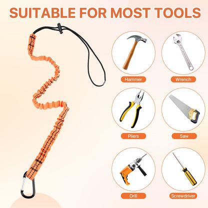 Supkiir 10 Pcs Tool Lanyard, Safety Tool Lanyard with Carabiner, Retractable Tool Lanyards with Adjustable Loop End, Fall Protection Shock Absorbing Cord (20 Lbs)
