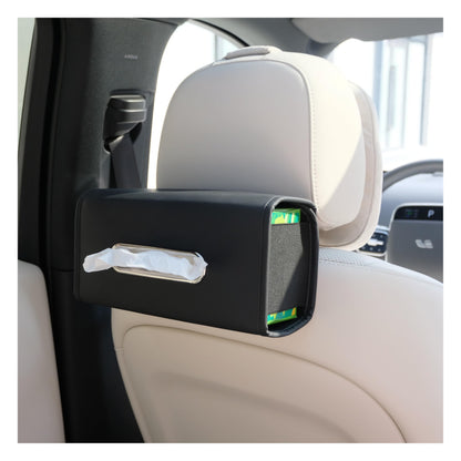 Ompellus Premium PU Leather Car Tissue Holder, Classic Style, Rectangular, Black