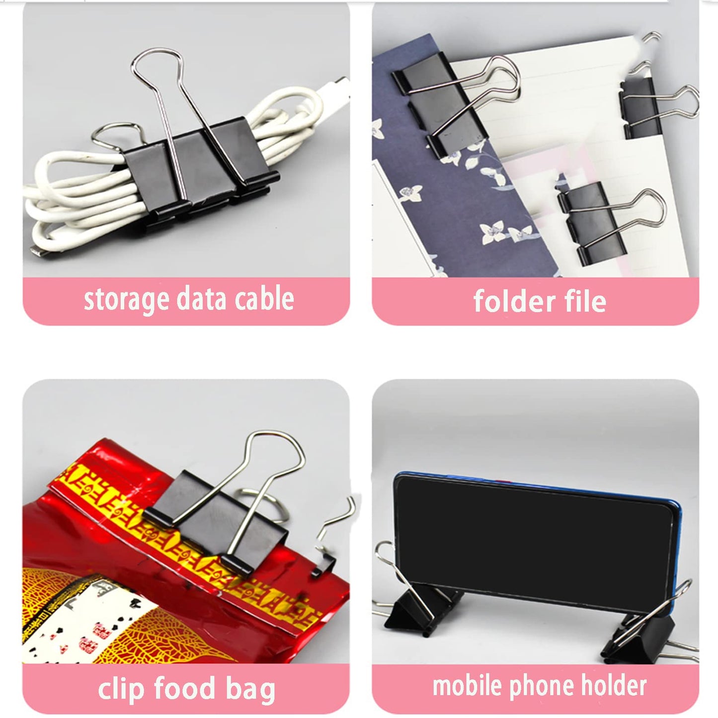 Extra Large Binder Clips 2.4 Inch (24 Pack), Upgrade Giant Binder Clips Big Paper Clips Clamps for Office and Home Supplies, Black