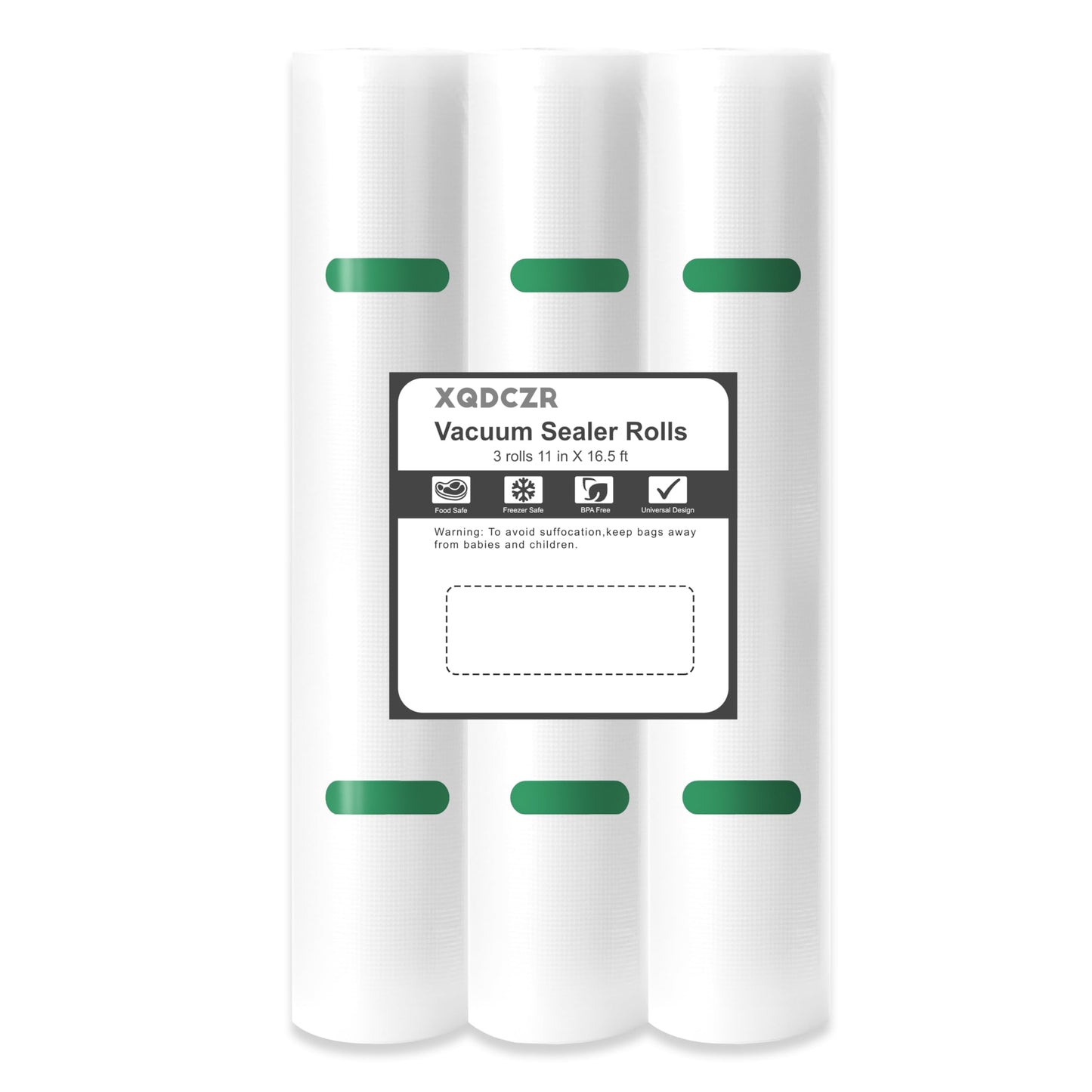 Vacuum Sealer Bags Rolls for Food Storage, 3 Rolls 11" x 16.5', BPA-Free, Heavy Duty, Commercial Grade, Sous Vide & Freezer Safe, Cut to Fit