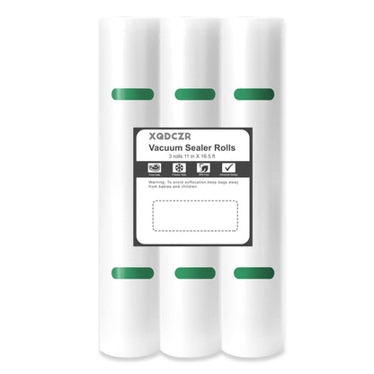 Vacuum Sealer Bags Rolls for Food Storage, 3 Rolls 11" x 16.5', BPA-Free, Heavy Duty, Commercial Grade, Sous Vide & Freezer Safe, Cut to Fit