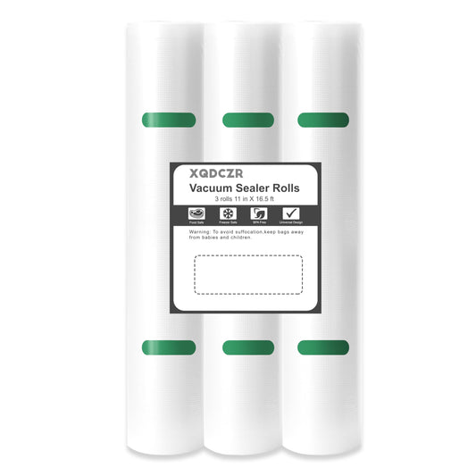 Vacuum Sealer Bags Rolls for Food Storage, 3 Rolls 11" x 16.5', BPA-Free, Heavy Duty, Commercial Grade, Sous Vide & Freezer Safe, Cut to Fit