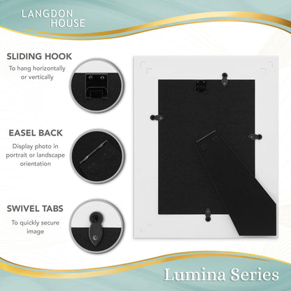 Langdon House 5x7 (13x18 cm) Real Wood Picture Frames (Weathered White - Gold Accents, 2 Pack), French Country Style Wooden Photo Frame 5 x 7, Lumina Collection