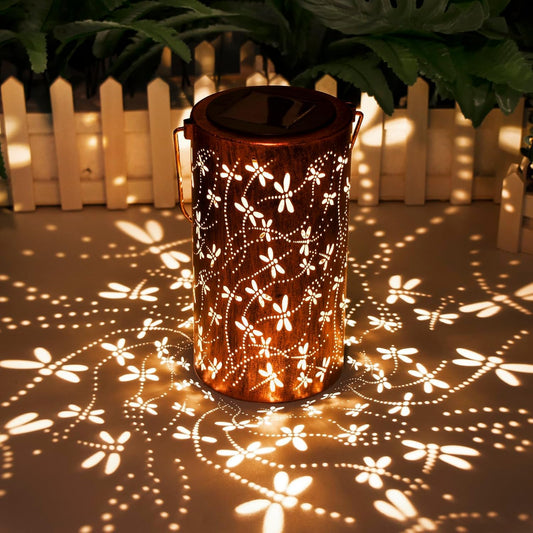 Dragonfly Solar Lanterns Outdoor Waterproof Hanging Lights, Dragonfly Gifts for Women Mom Grandma, Metal Decorative LED Solar Lanterns for Yard Patio Porch Balcony Garden Decor