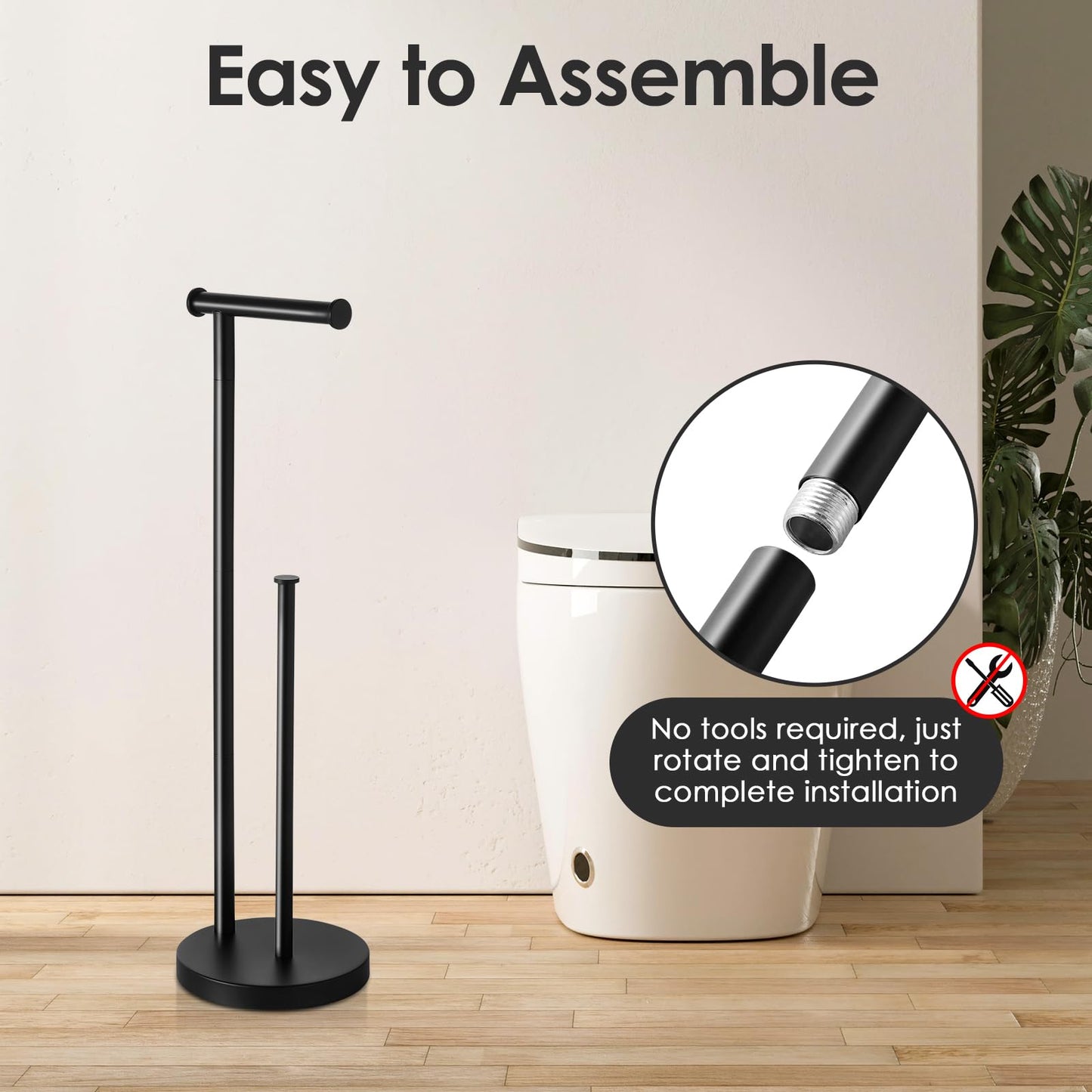 Toilet Paper Holder Stand, Bathroom Toilet Paper Stand with Large Reserve, Rustproof & Anti-Corrosion Toilet Paper Roll Holder Stand, Non Tipping Free Standing Toilet Paper Holder with Thick Base