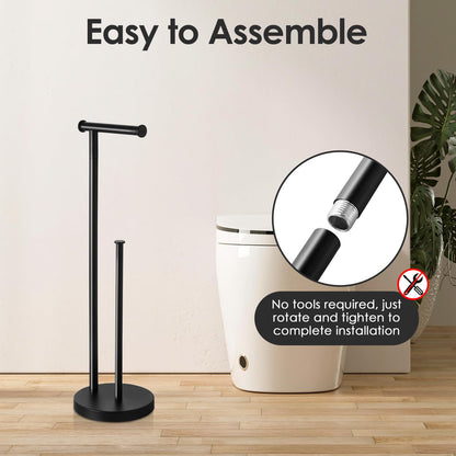 Toilet Paper Holder Stand, Bathroom Toilet Paper Stand with Large Reserve, Rustproof & Anti-Corrosion Toilet Paper Roll Holder Stand, Non Tipping Free Standing Toilet Paper Holder with Thick Base