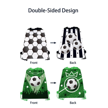 Flunyina Soccer Drawstring Bags, 12Pcs Non-Woven Fabric Soccer Bags Soccer Party Favor Backpack Bags Sports Soccer Printed Party Treat Bags Gift for Soccer Game Birthday Party Christmas