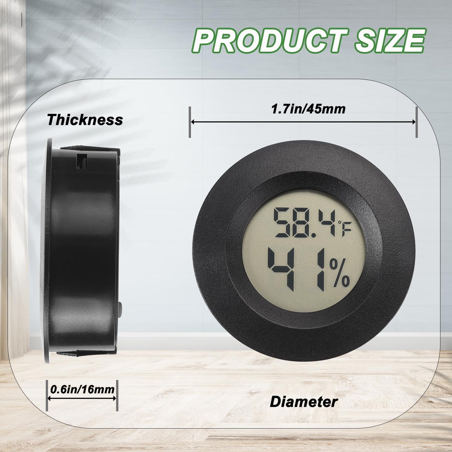 Mini Hygrometer Thermometer Digital Humidity Meter Indoor/Outdoor Humidity Monitor Reptile Thermometer for Greenhouse Garden Cellar Fahrenheit(℉)/ Celsius(℃) 6 Pack