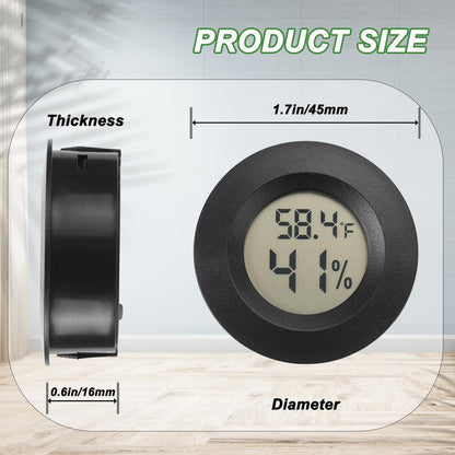 Mini Hygrometer Thermometer Digital Humidity Meter Indoor/Outdoor Humidity Monitor Reptile Thermometer for Greenhouse Garden Cellar Fahrenheit(℉)/ Celsius(℃) 6 Pack