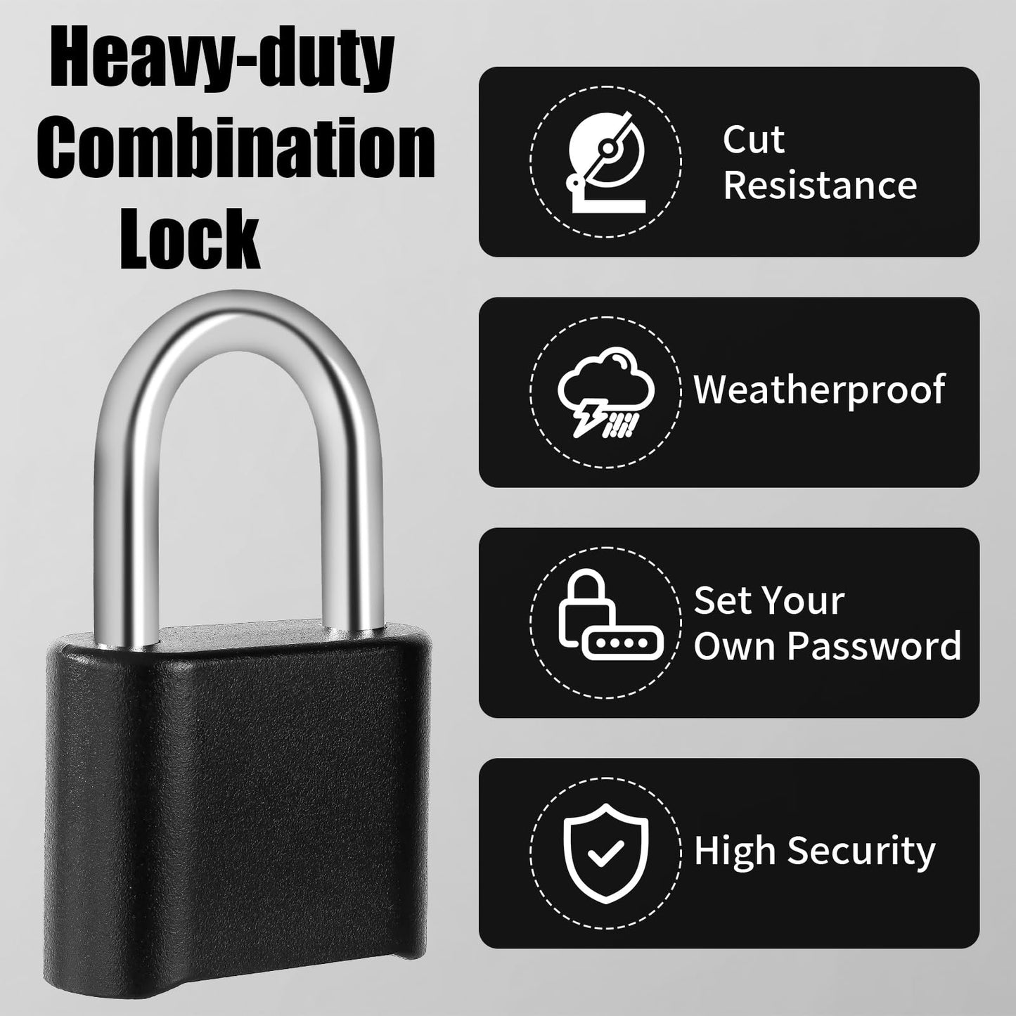 Heavy Duty Padlock, 4-Digit Combination Lock for Outdoor, Secure Locker Lock for Gym Lockers, Gates, Sheds, Fences, Cabinets & School Use (Short-2pack)