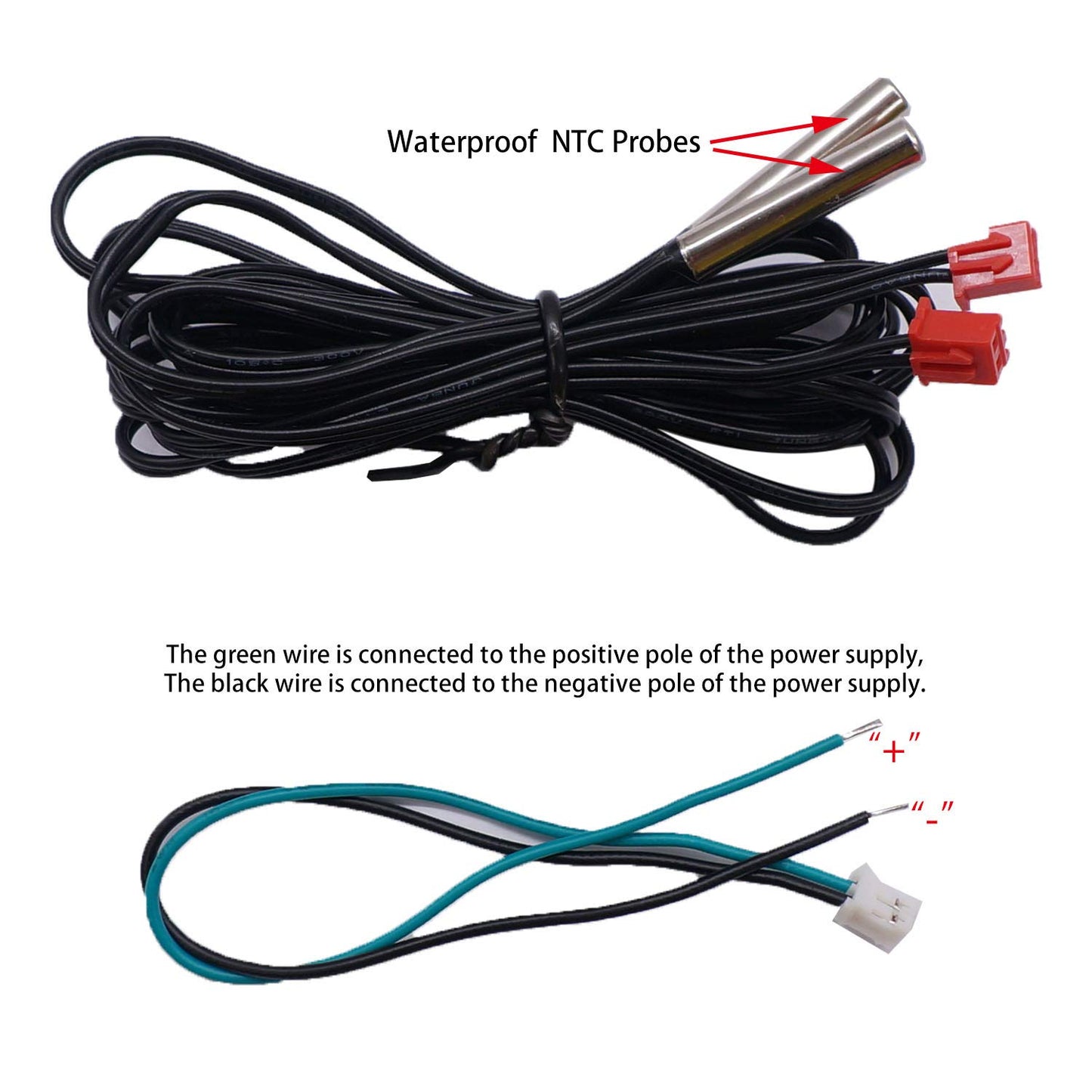 weideer Dual Display Fahrenheit Thermometer DC 4-28V -67~+248℉ with Dual LED Display 2 Waterproof NTC Probes High Accuracy Temperature Gauge Sensor K-017
