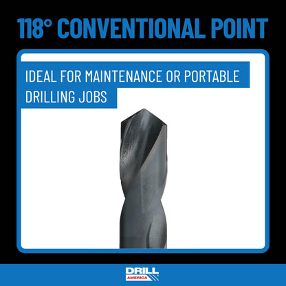 Drill America POU Series 1/2" NPT Tap and Drill Set, 1/2" Carbon Steel NPT Tap and 23/32" HSS Drill Bit w/ 1/2" Shank in Plastic Case