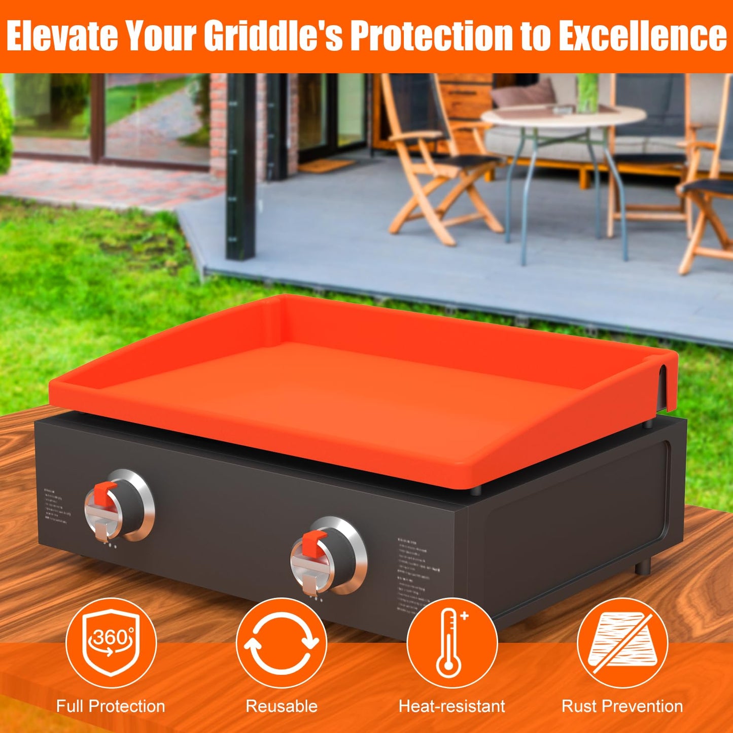 Silicone Griddle Mat Cover for Blackstone - 22 Inch True All-Encompassing Coverage Heavy Duty Food Grade Grill Buddy Mat, All Season Cooking Surface Protective Cover