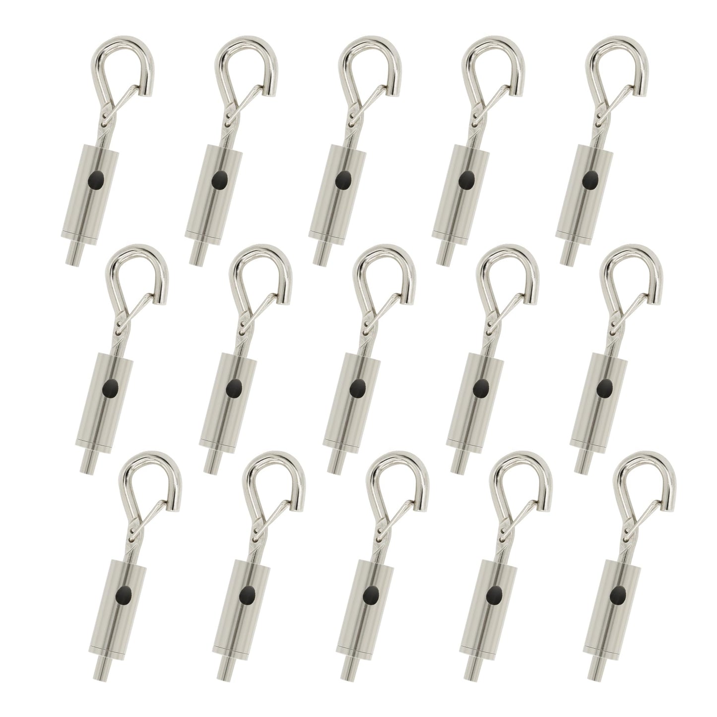 YQL Portable Hook & Eye Turnbuckle Tension for 1/16-3/32 Galvanized /304/316 Stainless Steel Cable Guide Wire Rope Light Hanging Suspension Accessories Pack-15