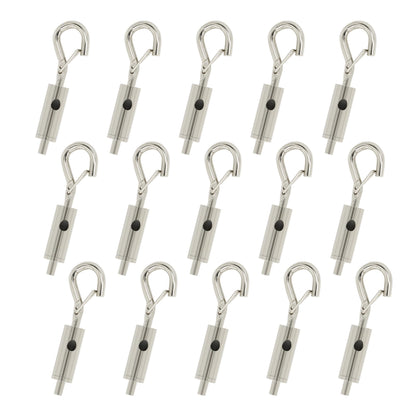 YQL Portable Hook & Eye Turnbuckle Tension for 1/16-3/32 Galvanized /304/316 Stainless Steel Cable Guide Wire Rope Light Hanging Suspension Accessories Pack-15