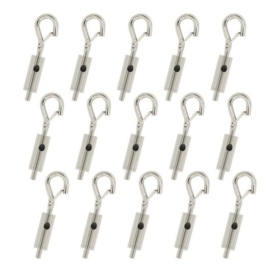 YQL Portable Hook & Eye Turnbuckle Tension for 1/16-3/32 Galvanized /304/316 Stainless Steel Cable Guide Wire Rope Light Hanging Suspension Accessories Pack-15