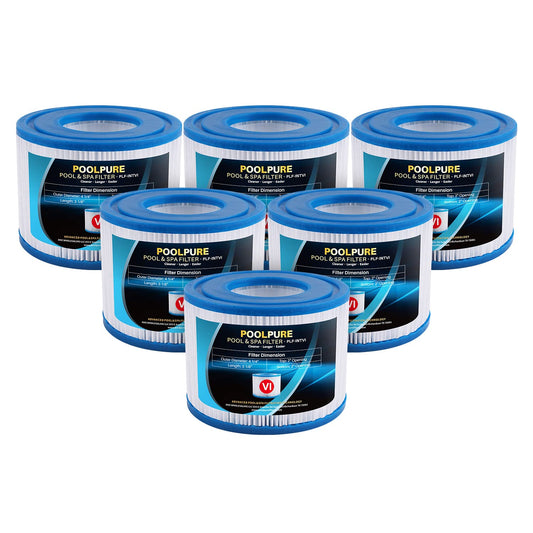 POOLPURE Type VI SPA and Hot Tub Filter Replaces Coleman SaluSpa 90352E 58323 90427E, Lay-Z-Spa Hot Tub Filter Cartridge, Inflatable Hot Tub Filters, Set of 6