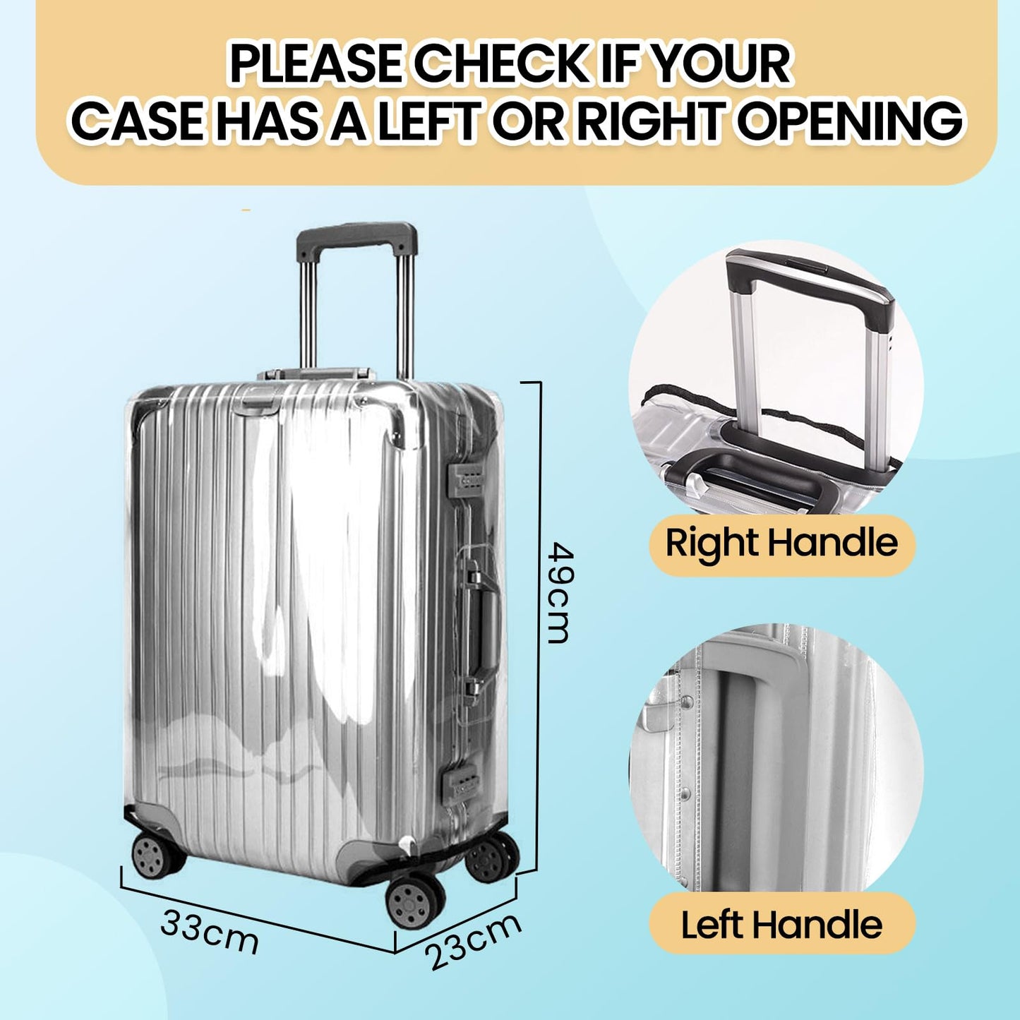 Luggage Covers for Suitcase PVC Suitcase Cover Waterproof Luggage Protector Cover Clear Luggage Covers for suitcases Protector 0.6mm Thickening for Travel Fits 24 Inch Luggage