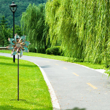 VEWOGARDEN Double Blade Wind Spinners Outdoor Small Garden Decorations, Rustproof Metal Wind Spinner for Patio, Lawn, Pathway, Yard Decor, 94cm * 25cm