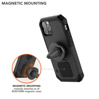 Rokform - Magnetic Air Vent Mount, Super Grip Car Truck & Van Vent Clip, Aluminum Cell Phone Holder, Removable Vent Magnet Mount, Specially Designed for Rokform Cases (Black)