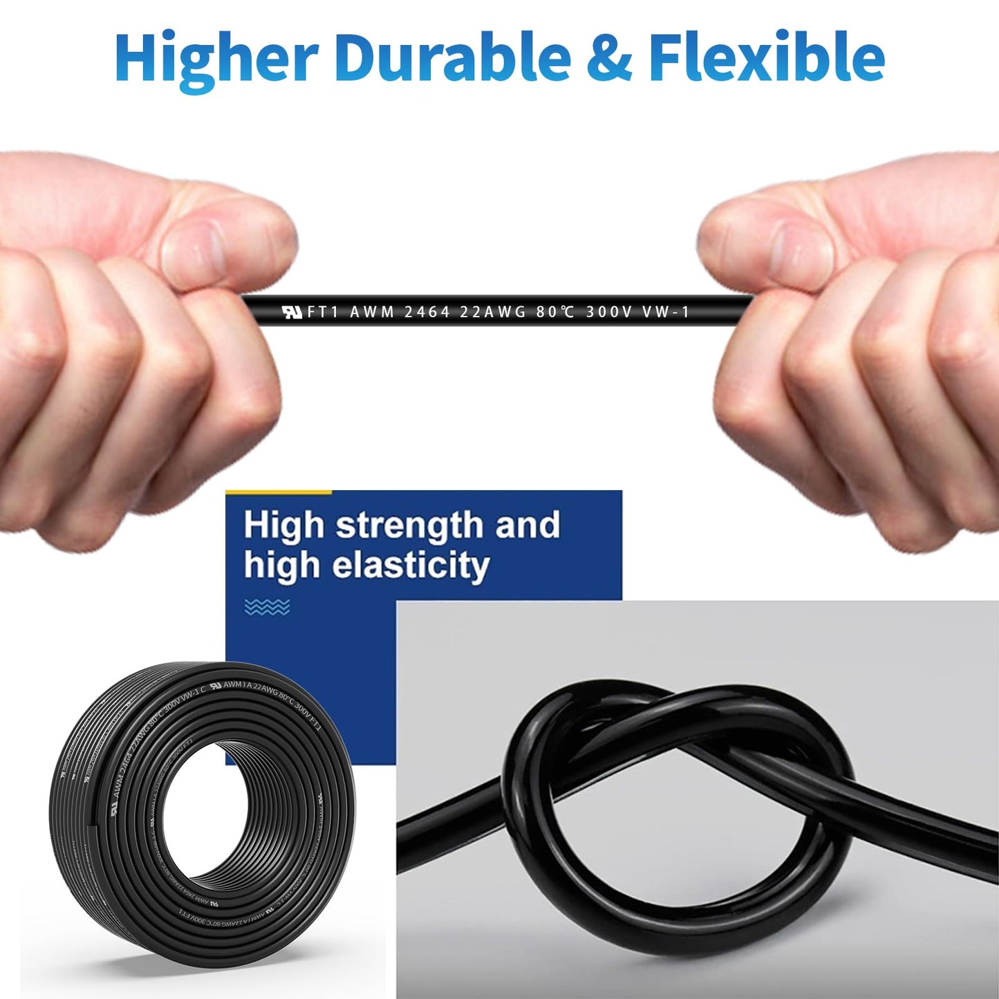 22 Gauge 3 Conductor Shielded Wire 25FT, UL2464 22 AWG 3 Core Cable Tinned Copper Stranded 22/3 CNC Wire for CNC VFD Spindle, Stepper Motor, 3D Printer, Sound, Speaker, Signal Transmission, etc.