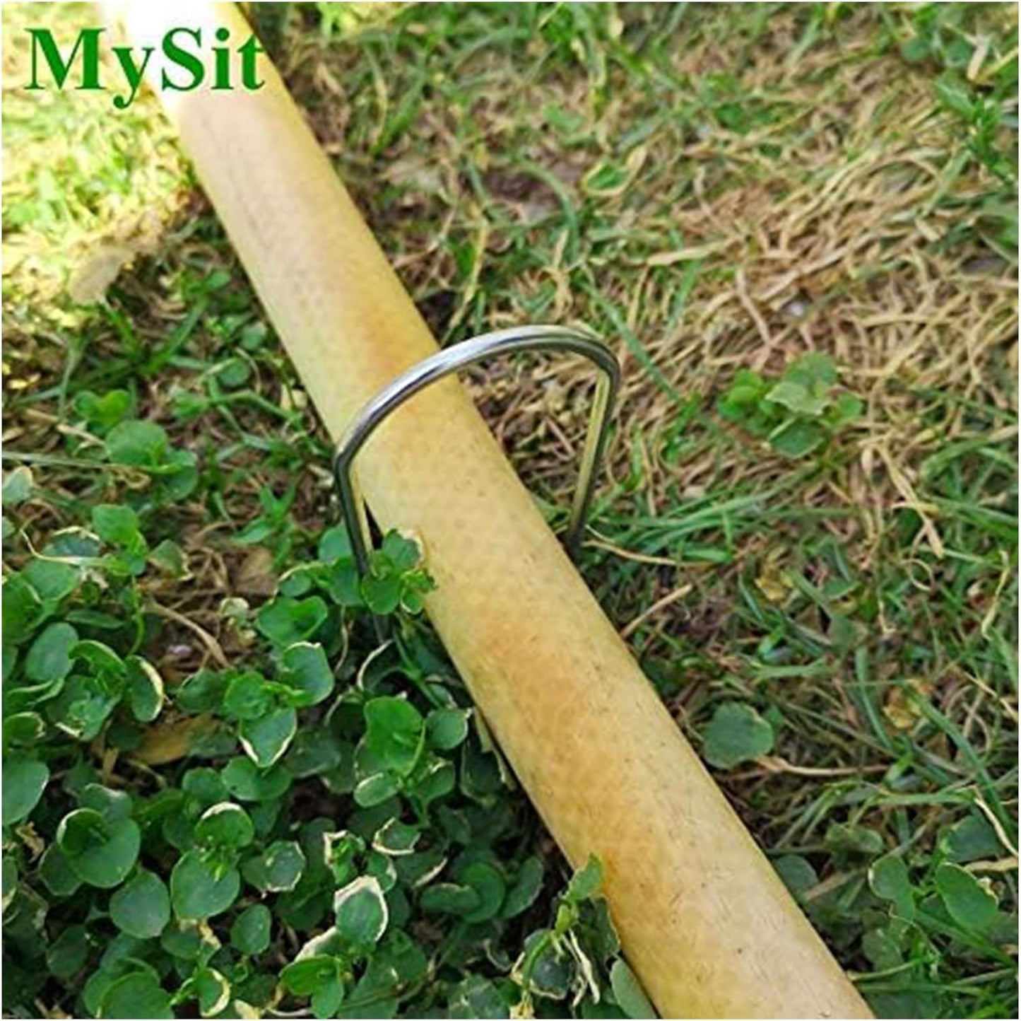 MySit 50 Pack 6 Inch Garden Stakes,Galvanized Landscape Staples & Heavy-Duty U-Shaped Drip Irrigation Spikes for Fabric, Sod, and Weed Barrier