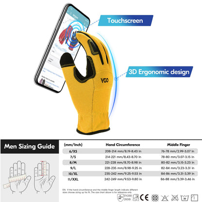 Vgo... 1Pair 5℃/41°F Winter Work Gloves Men, Cold Weather Waterproof Safety Work Gloves,Cold Storage or Freezer Glove, Light Duty Touchscreen Warm Gloves(Yellow,M,NB7581FLWP)