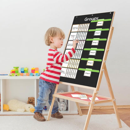 Jercery Small Group Management Pocket Chart with 84 Cards - Classroom Teacher Must Haves Jobs Chart Organizer for Work Display, Essential Furniture for Elementary Preschool Homeschool(Boho Style)