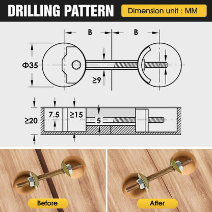 Countertop Joint Connectors,Counter Top Fasteners Bolt,Butcher Block Fasteners Draw Bolts,Miter Bolts Connector Hardware for Bed Frame,Furniture,Table (Yellow M8 100mm)