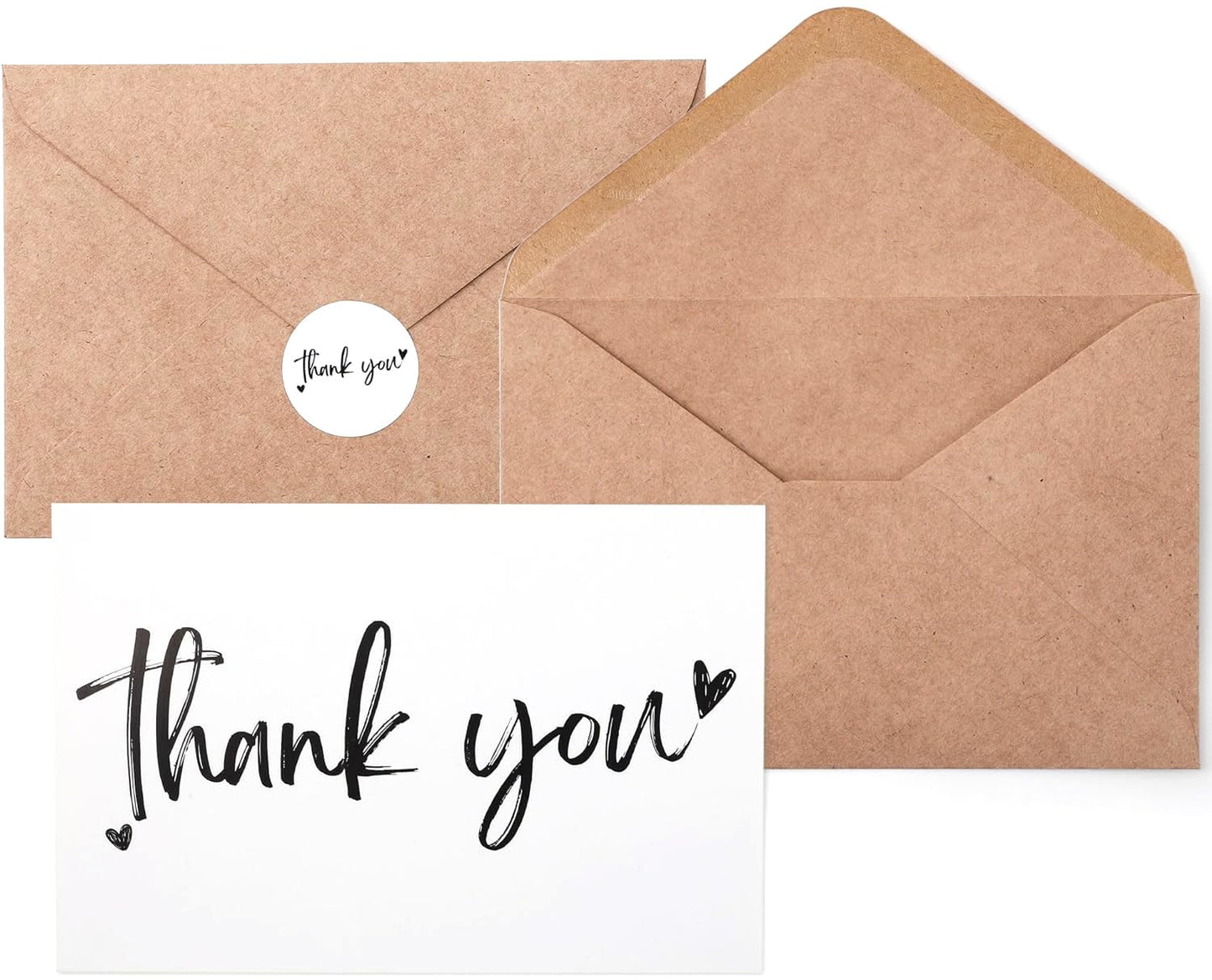 Wyltora 100 Thank You Cards, 4 x 6 inches, with Envelopes and Stickers, Bulk Pack for Wedding, Baby Shower, Bridal Shower, Graduation, Business, Party