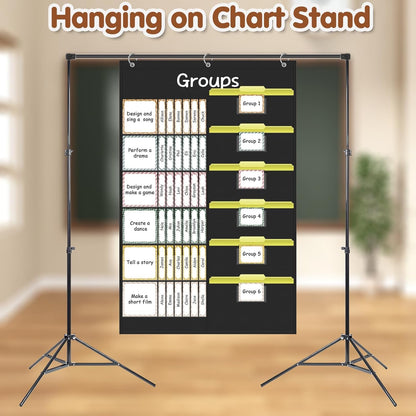 Jercery Small Group Management Pocket Chart with 84 Cards - Classroom Teacher Must Haves Jobs Chart Organizer for Work Display, Essential Furniture for Elementary Preschool Homeschool(Boho Style)