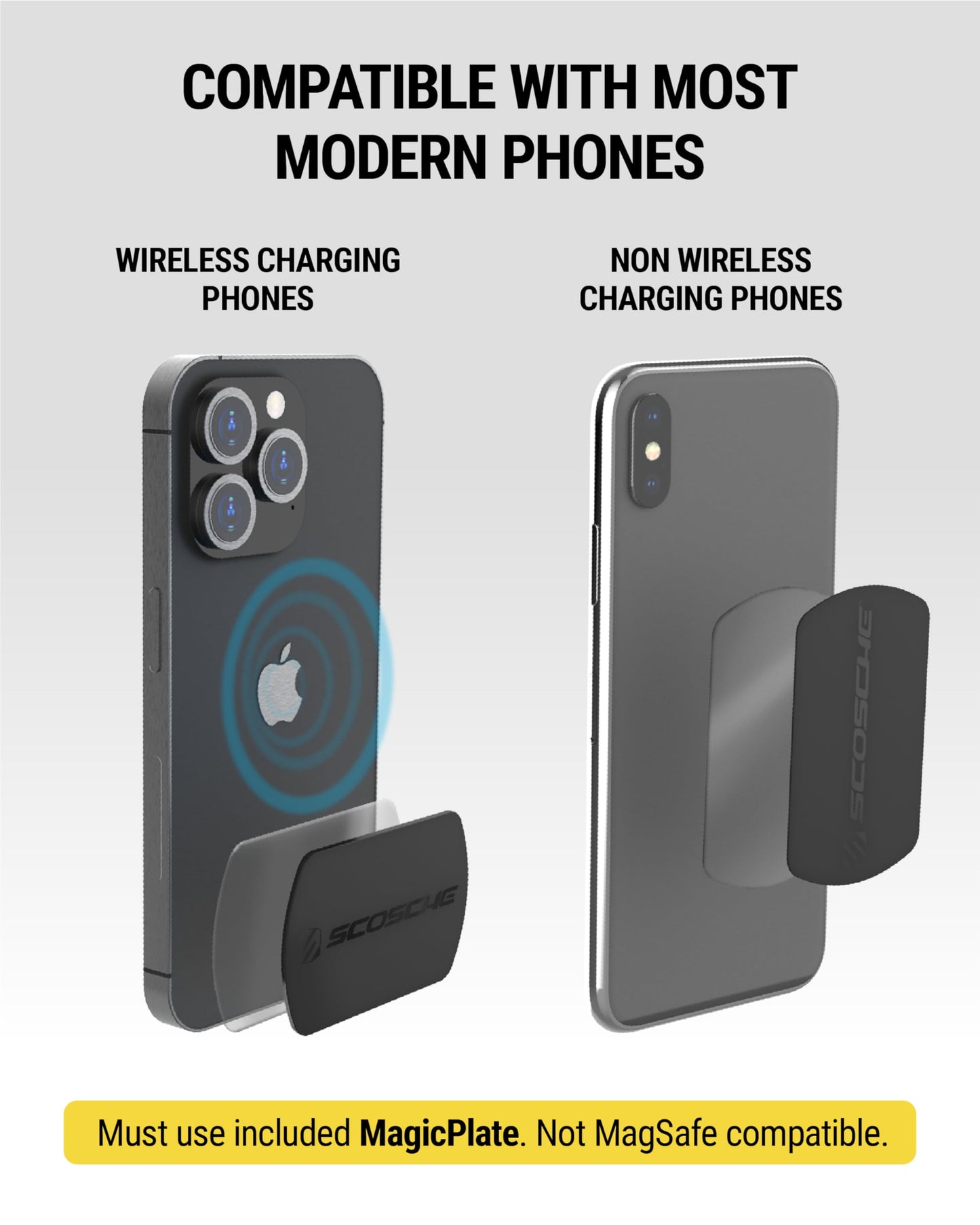 Scosche MXDM Extra Strong MagicMount Magnetic Phone Holder for Car Dashboard with Extra Strength Magnet and Thicker Metal Plate for Max Hold, Cell Phone Mount Compatible with iPhone and More,Pack of 2