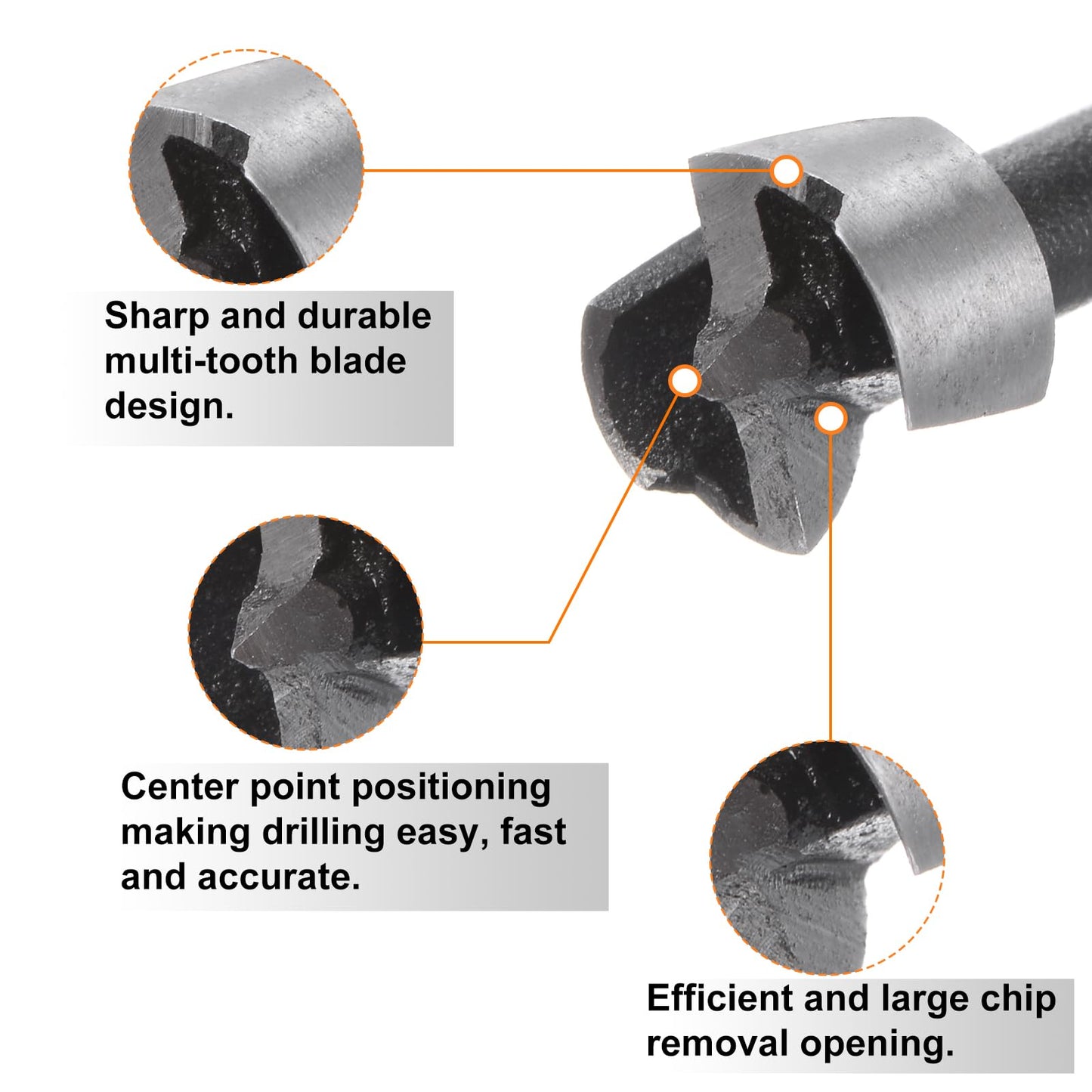 HARFINGTON 2pcs Forstner Drill Bits 12mm (15/32") Multi-Tooth Serrated Carbon Steel Wood Hinge Drill Bit with 1/4" Hex Shank for Hardwood Softwood Plywood Drilling Woodworking
