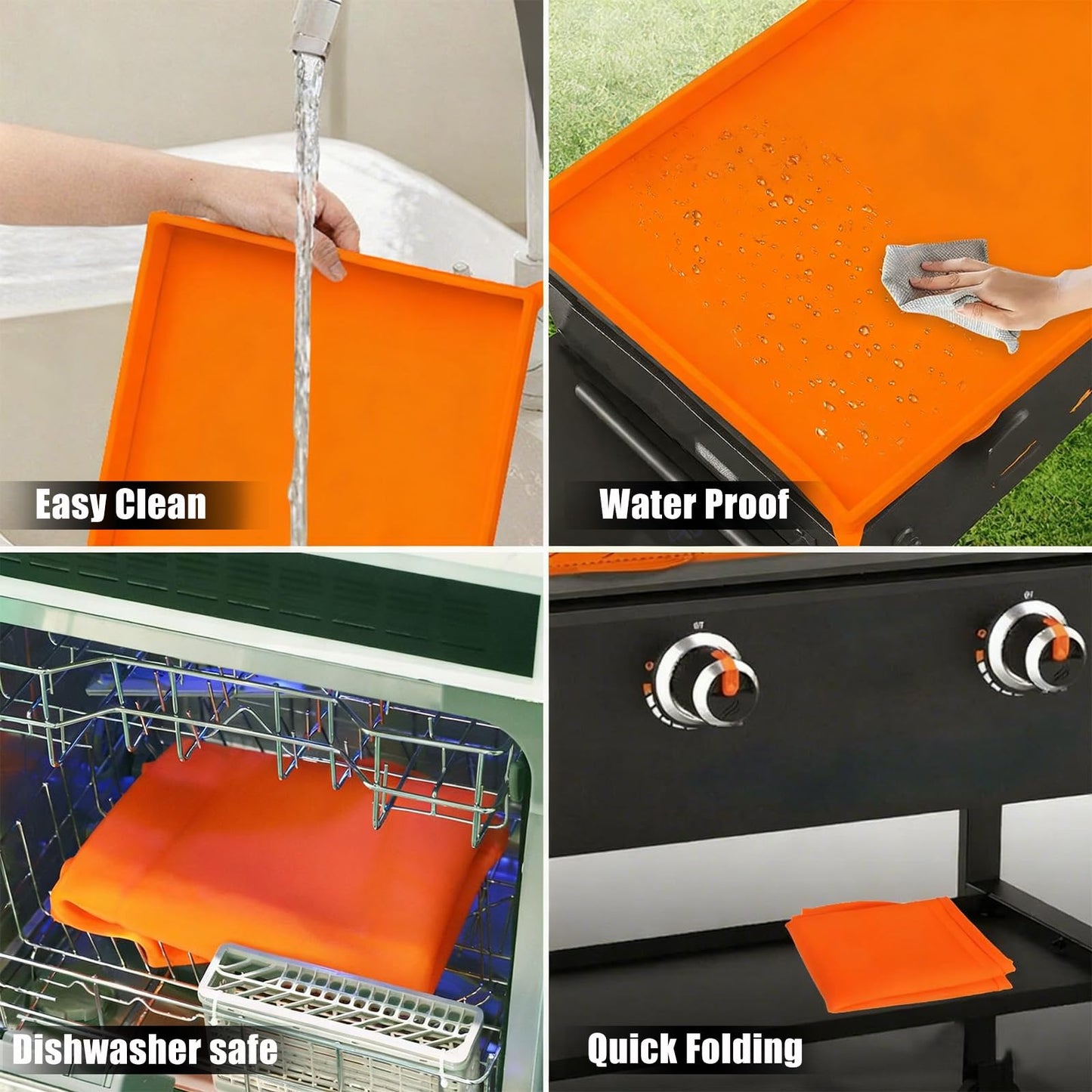 Silicone Blackstone Griddle Mat Cover, 22 Inch High-Edge Full Coverage with Grips, Grill Buddy Mat for Outdoor, All Season Cooking Surface Protector for Blackstone, BBQ Accessories (Orange, 22")