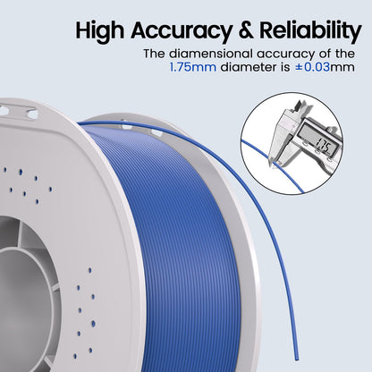 3D Printer Filament,PLA Filament 1.75mm Dimensional Accuracy±0.03mm Neatly Wound 3D Printing Filament Compatible with Bambu Lab/Anycubic/Creality All 3D Printers-1kg Spool (2.2lbs)-Blue