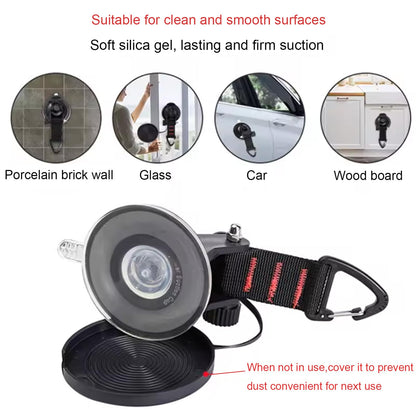 Naturezhen 4Pcs Heavy Duty Suction Cup Hooks, Aluminum Buckle Vacuum Suction Cup with Hooks, Outdoor Strong Suction Cups Anchor for Outdoor Camping, Tie Downs, Tarp Accessories & Car Side Awning