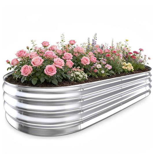 Galvanized Raised Garden Bed - 4x2Ft Heavy Duty Steel Planter Box Outdoor for Vegetables, Fruits, Flowers & Backyard Gardening, Easy Assembly Large Raised Garden Stock Tank