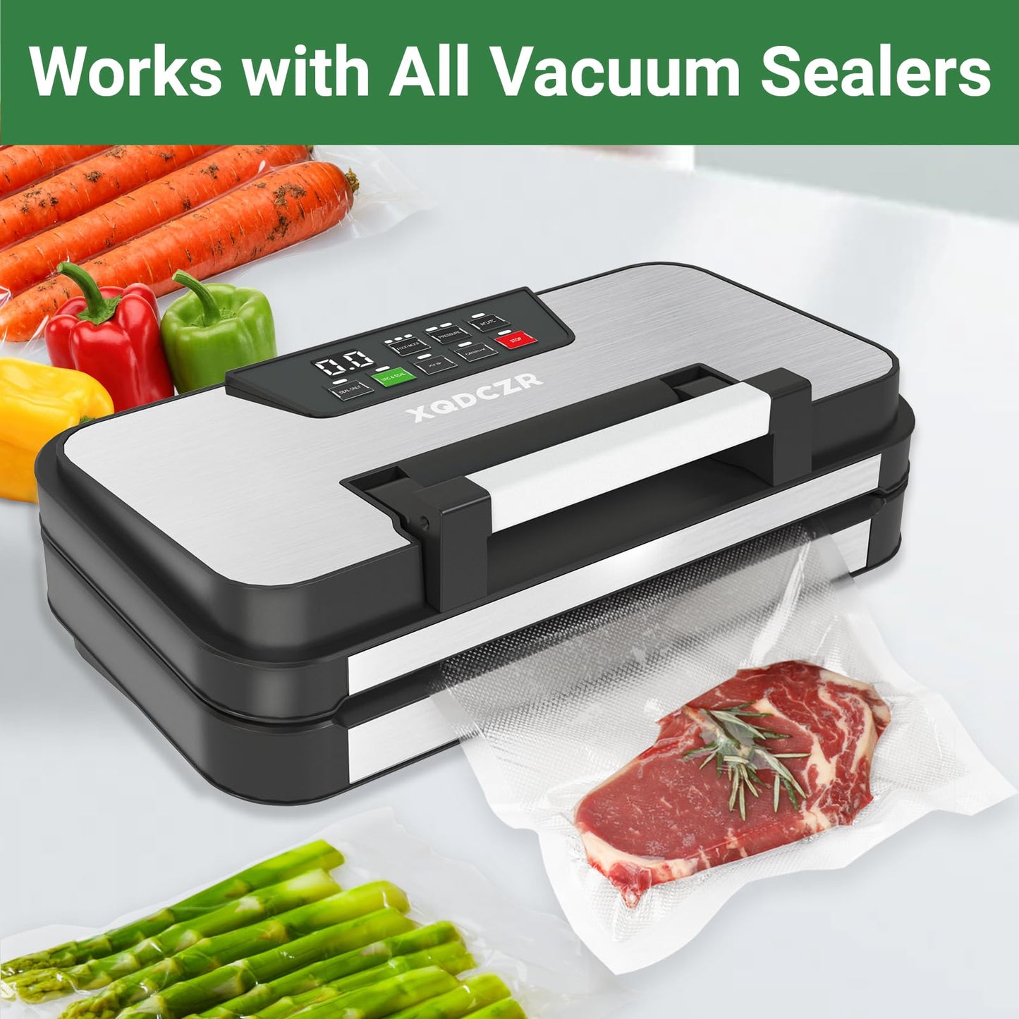Vacuum Sealer Bags Rolls for Food Storage, 3 Rolls 11" x 16.5', BPA-Free, Heavy Duty, Commercial Grade, Sous Vide & Freezer Safe, Cut to Fit