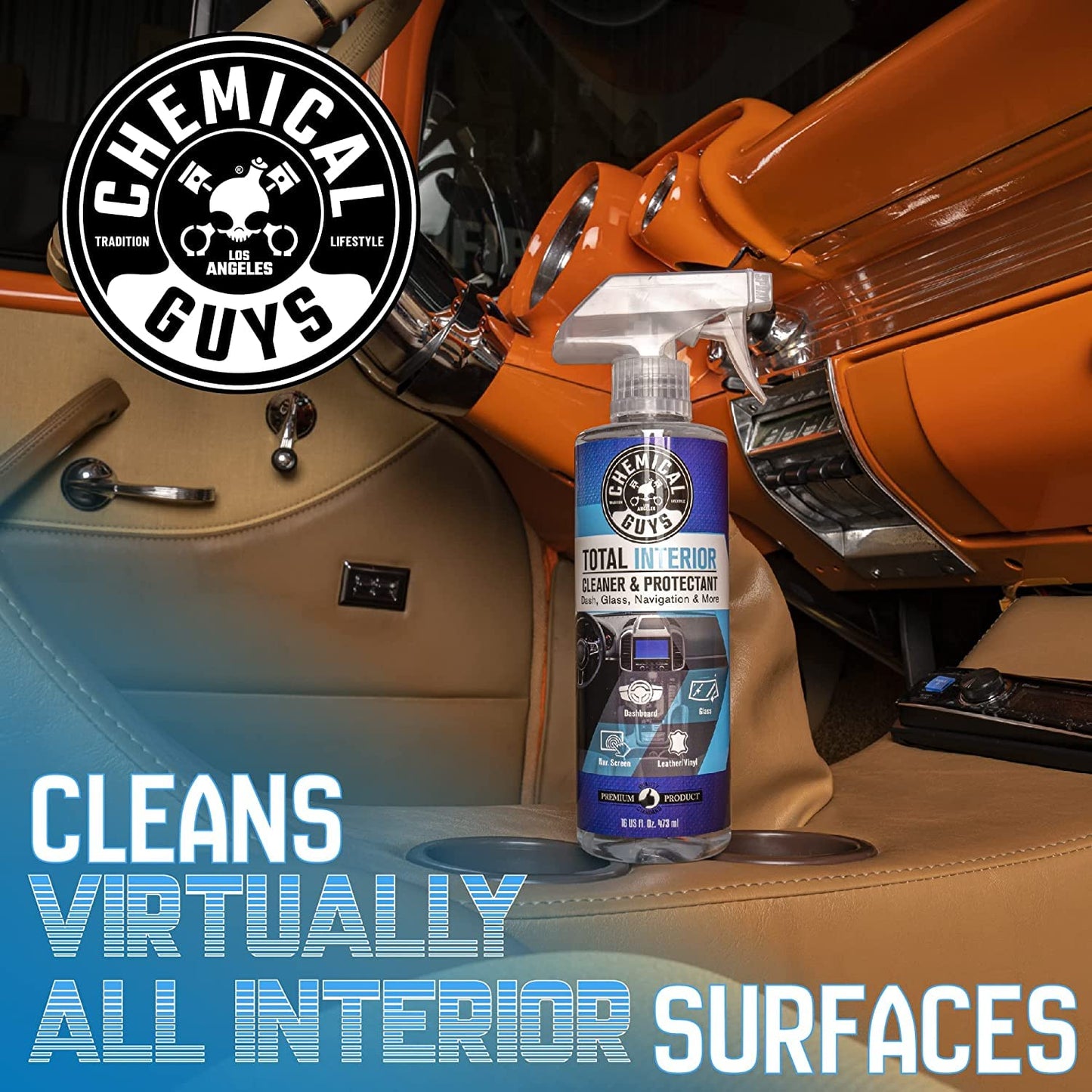 Chemical Guys Total Interior Cleaner & Protectant, Safe for Cars, Trucks, SUVs, Motorcycles, RVs & More, 473 ml (2 Pack), Fresh Scent