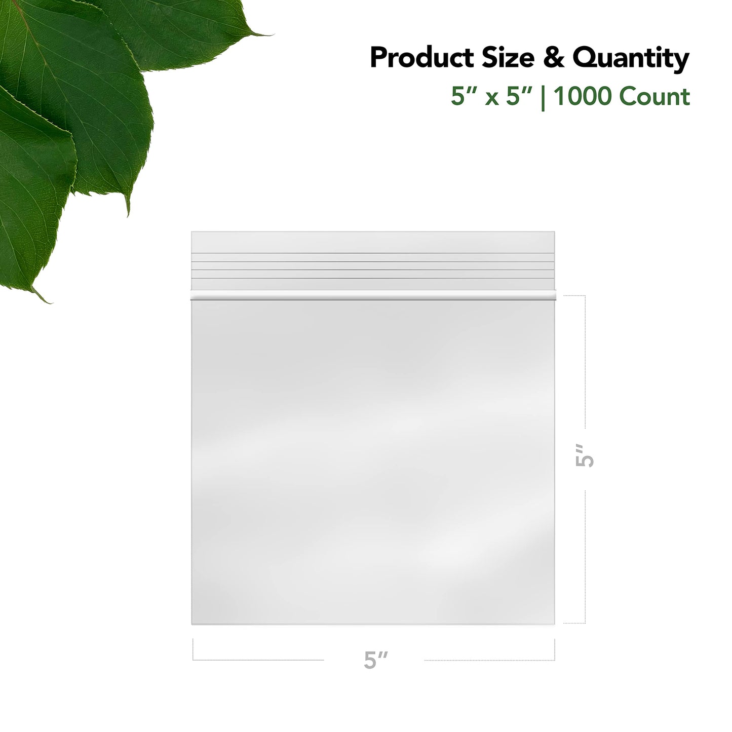 Seal Fresh Ziplock Bags – 5" x 5" (1000 Count), 2 Mil – Clear Plastic Reclosable Baggies with Resealable Lock Seal Zipper – Zip Lock Bags, Snack Bags