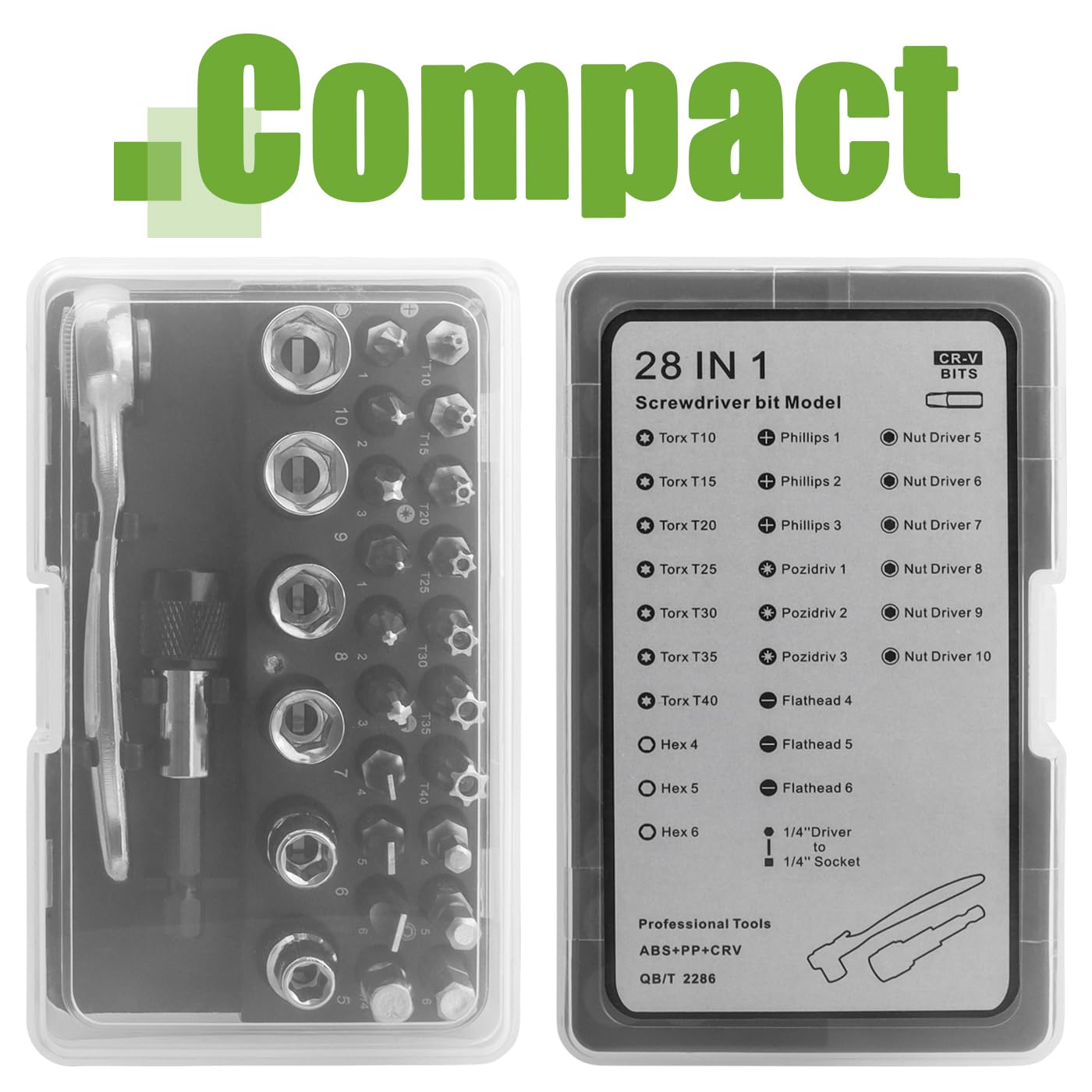 Bestgle Mini Ratchet Set 28 in-1 Right Angle Screwdriver and Bit with Metric Socket Set 1/4 Inch 72 Tooth Small Ratcheting Wrench Low Profile Offset Screwdriver Stubby Ratchet Kit for Tight Spots