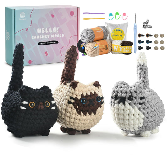 Zepiany Crochet Kit for Beginners Crafts Kits for Adults Crochet Cat, Crochet Animals, Crochet Kit for Beginners Kids Crochet Kits, Easy with Step-by-Step Video Tutorials, Hobbies for Adults Women