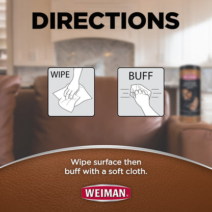 Weiman Leather Wipes - 2 Pack with Microfiber Cloth - Clean Condition UV Protection Help Prevent Cracking or Fading of Leather Couches Car Seats Shoes