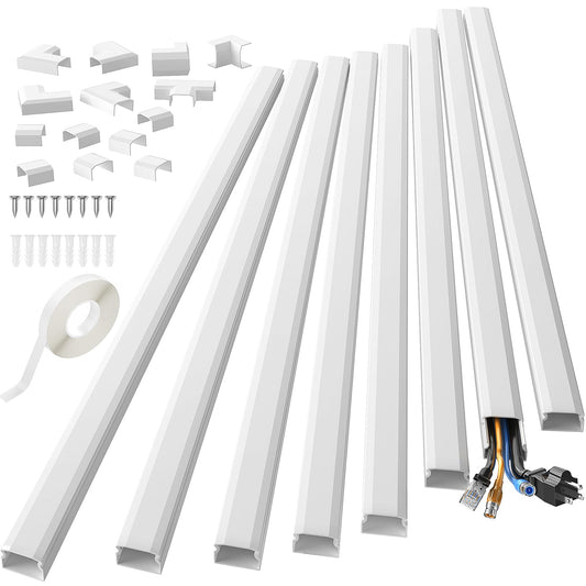 Yecaye 8 Pack Cable Concealer, 125 in Large Size TV Cable Cord Hider, Cable Management for Wires on Wall, Paintable Cable Cord Organizer for Home Office, 8X L15.7 X W1.18 X H0.6 in