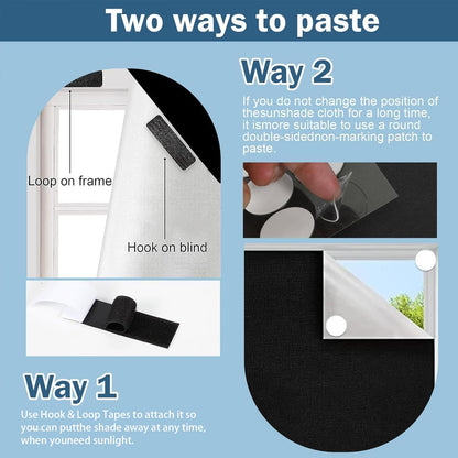 420D Blackout Curtains for Bedroom, 300x145 cm Portable Blackout Blinds with 12 Hook and Loop & 18 Adhesive for 100% Black-Out Window Film, Temporary Black Out Shades for Windows Cover Travel